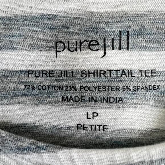 J Jill Pure Jill Womens Shirttail Tee PL Gray White Striped Knit Long Sleeve - Picture 5 of 10